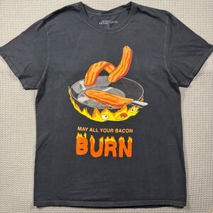 Howls Moving Castle Calcifer May All Your Bacon Burn Black Graphic T-Shirt L